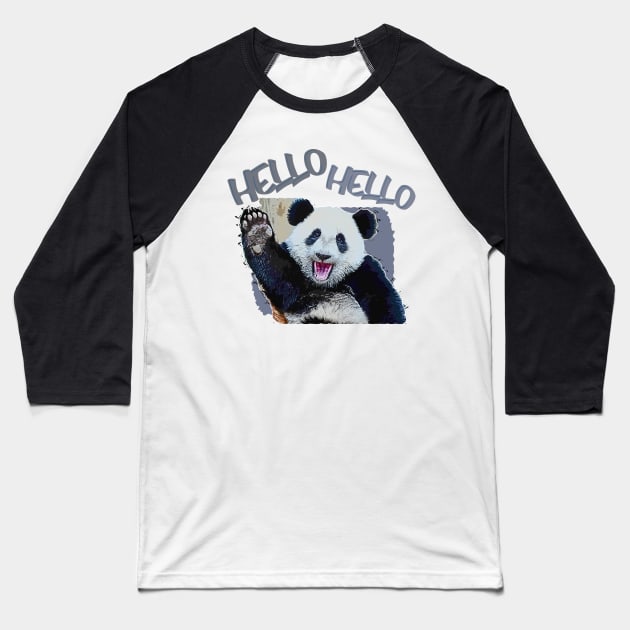 Hello, Hello Panda Baseball T-Shirt by FurryBallBunny